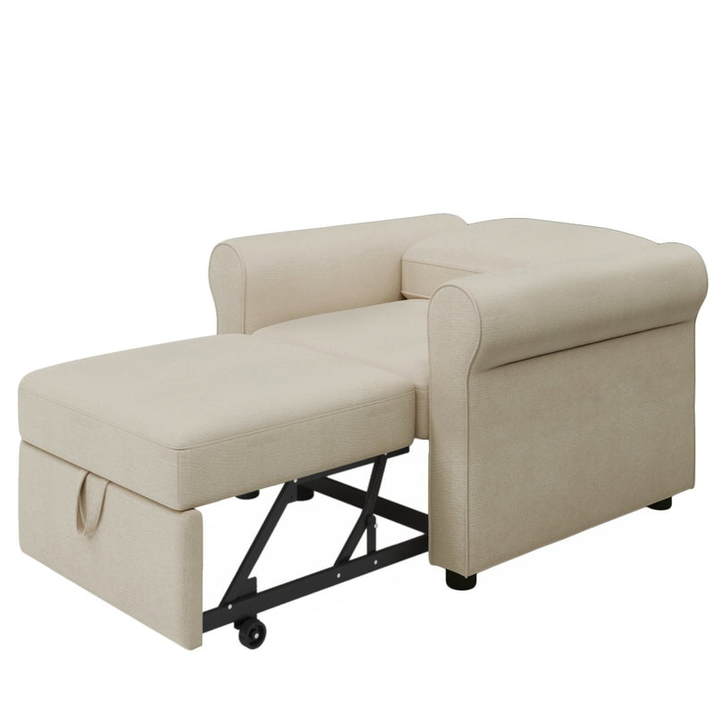 3-in-1 Sofa Bed Chair, Convertible Sleeper Chair Bed,Adjust Backrest Into a Sofa,Lounger Chair,Single Bed,Modern Chair Bed Sleeper for Adults,Beige - Atlantic Fine Furniture Inc