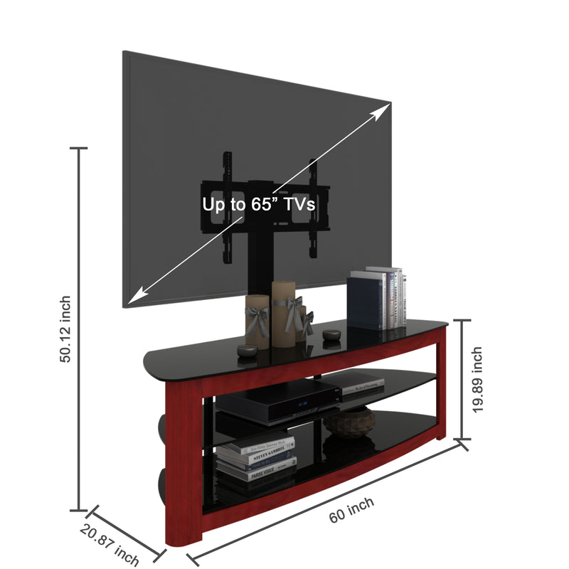 Walnut TV Stand with 2 Tier Storage Space Fits TV Up To 65 in