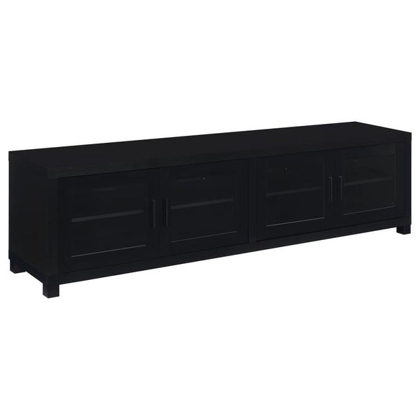 Jupiter - 4-door 79" TV Stand Media Console With Framed Glass Panels - Black