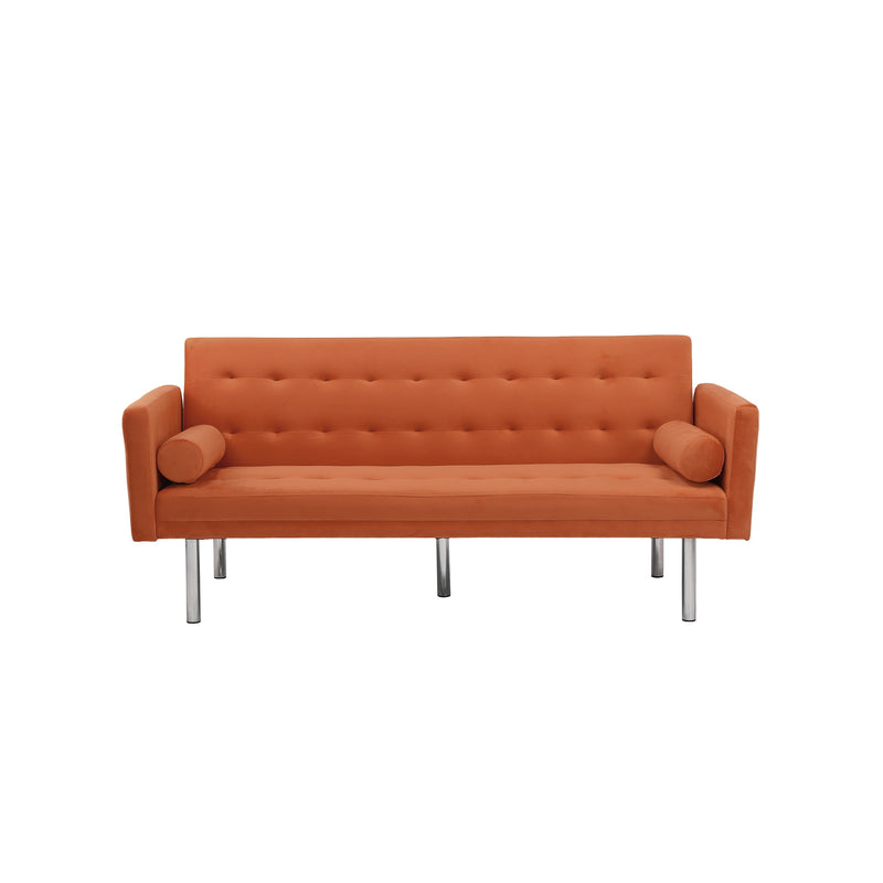 Square arm sleeper sofa Orange Velvet ***Not available for sale on Walmart***