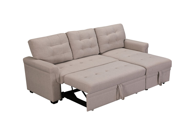 Upholstery Sleeper Sectional Sofa Beige