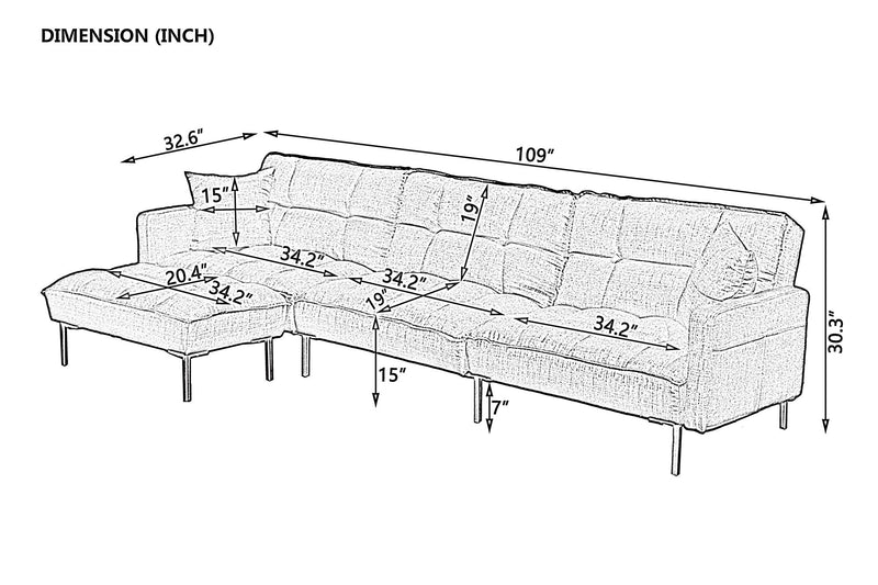 Sectional sofa couch sleeper blue