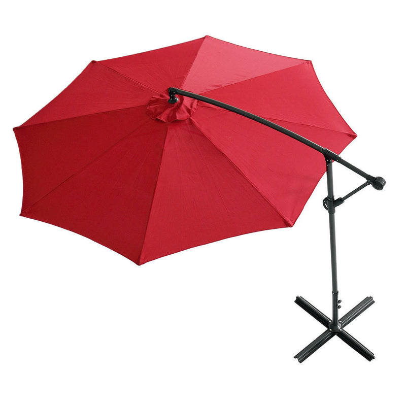 360-Degree Rotation Cantilever Hanging Patio Umbrella with Extra-large Canopy for Outdoor Use, Wine Red - Atlantic Fine Furniture Inc