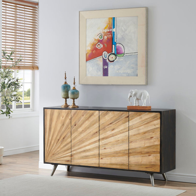 Nimbus - Four Door Credenza - Distressed Black / Natural