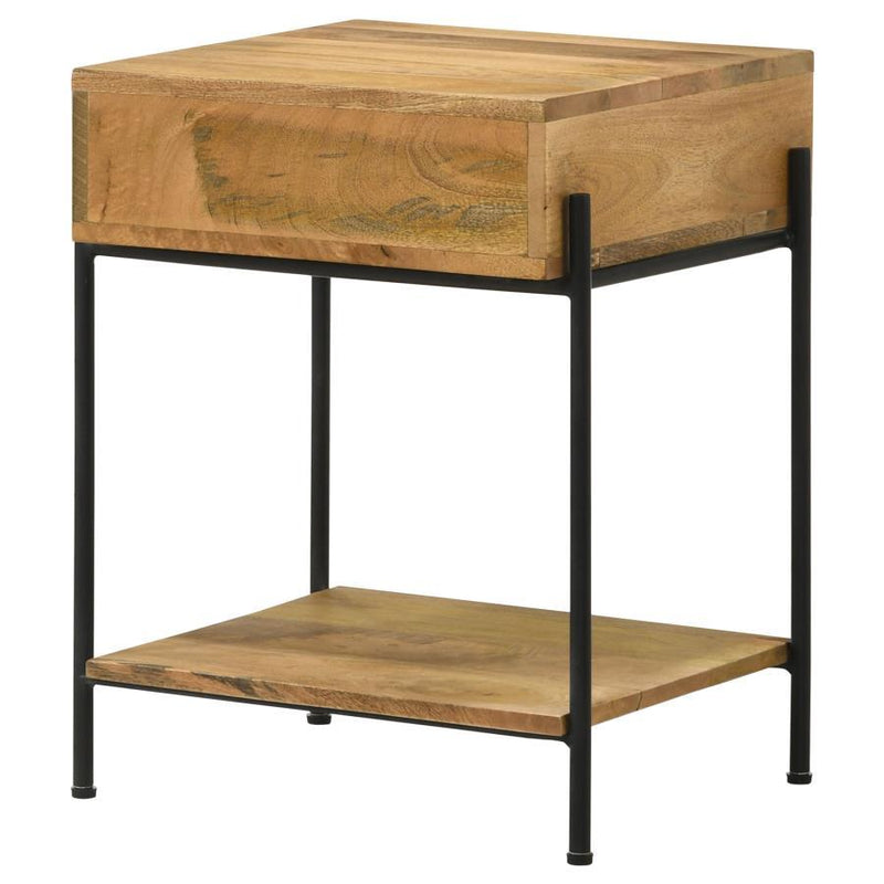 Declan - 1-Drawer Accent Table With Open Shelf - Natural Mango And Black