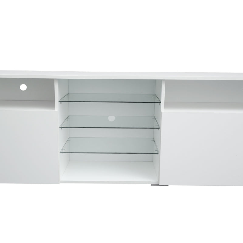 TV Stand  High Gloss Doors Modern TV Stand LED (White)