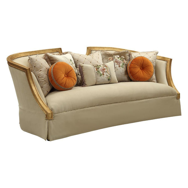 Daesha - Sofa - Tan Flannel & Antique Gold