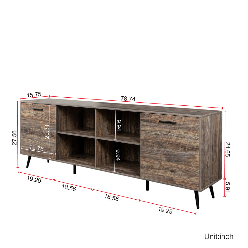 TV Stand Mid-Century Wood Modern Entertainment Center Adjustable Storage Cabinet TV Console for Living Room