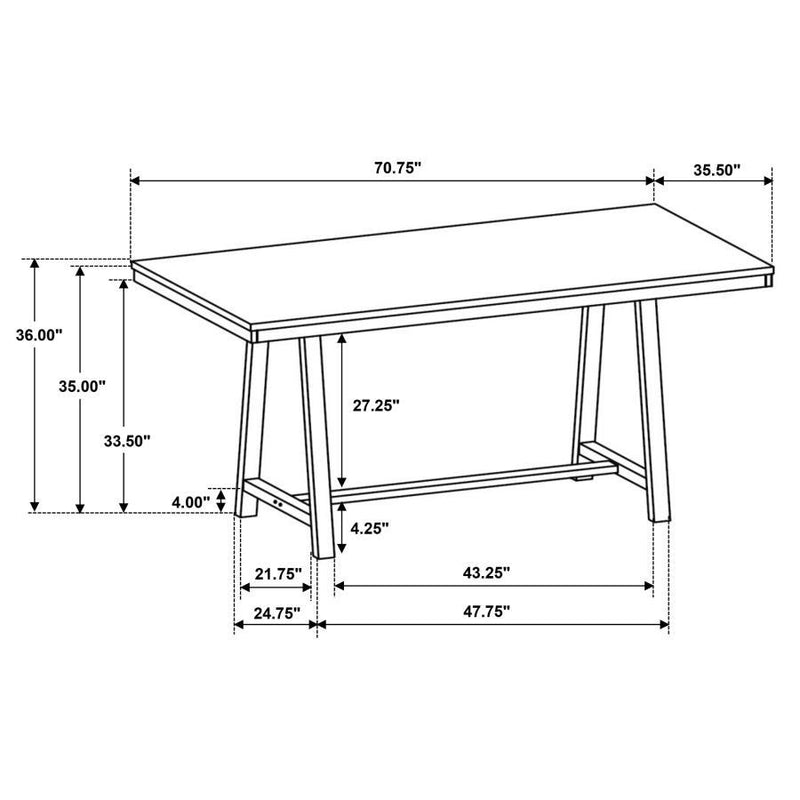 Hollis - Rectangular Counter Height Dining Table - Brown And White