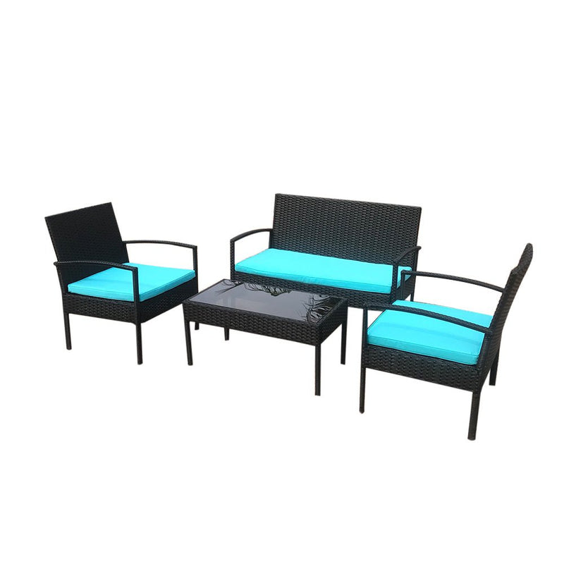4 PCS Patio Rattan Conversation Chair Set, 4 PCS Patio Wicker Rattan Furniture Set, Patio Wicker Rattan Table - Atlantic Fine Furniture Inc