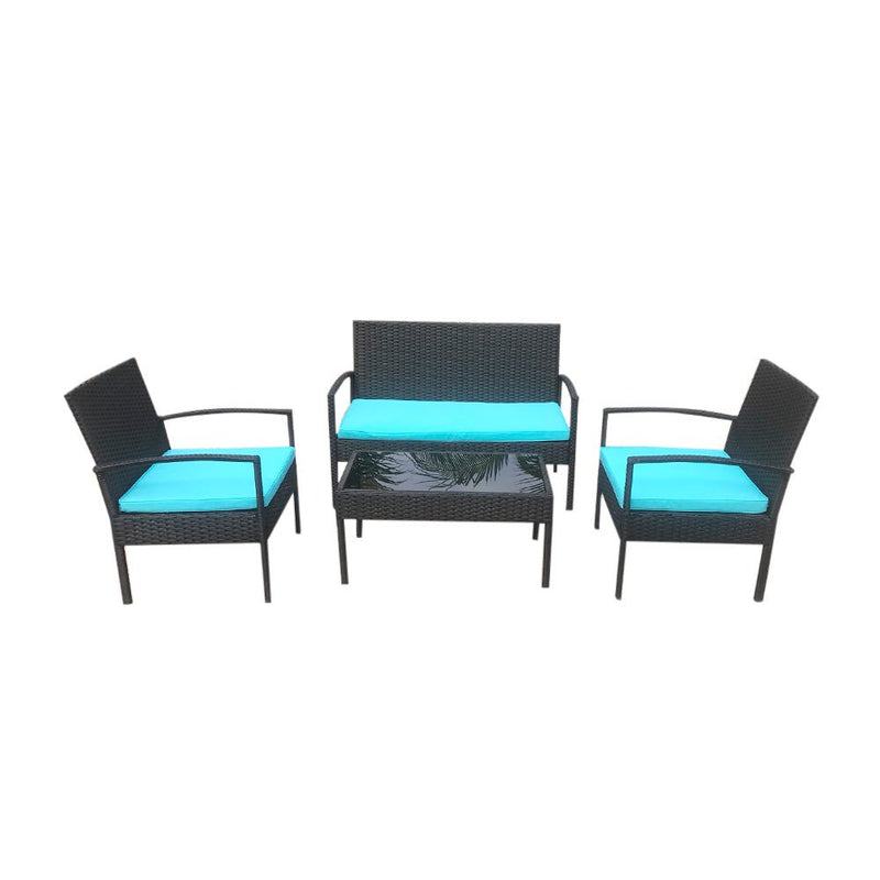 4 PCS Patio Rattan Conversation Chair Set, 4 PCS Patio Wicker Rattan Furniture Set, Patio Wicker Rattan Table - Atlantic Fine Furniture Inc