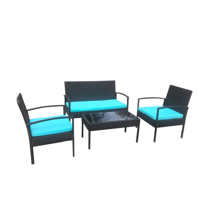 4 PCS Patio Rattan Conversation Chair Set, 4 PCS Patio Wicker Rattan Furniture Set, Patio Wicker Rattan Table - Atlantic Fine Furniture Inc