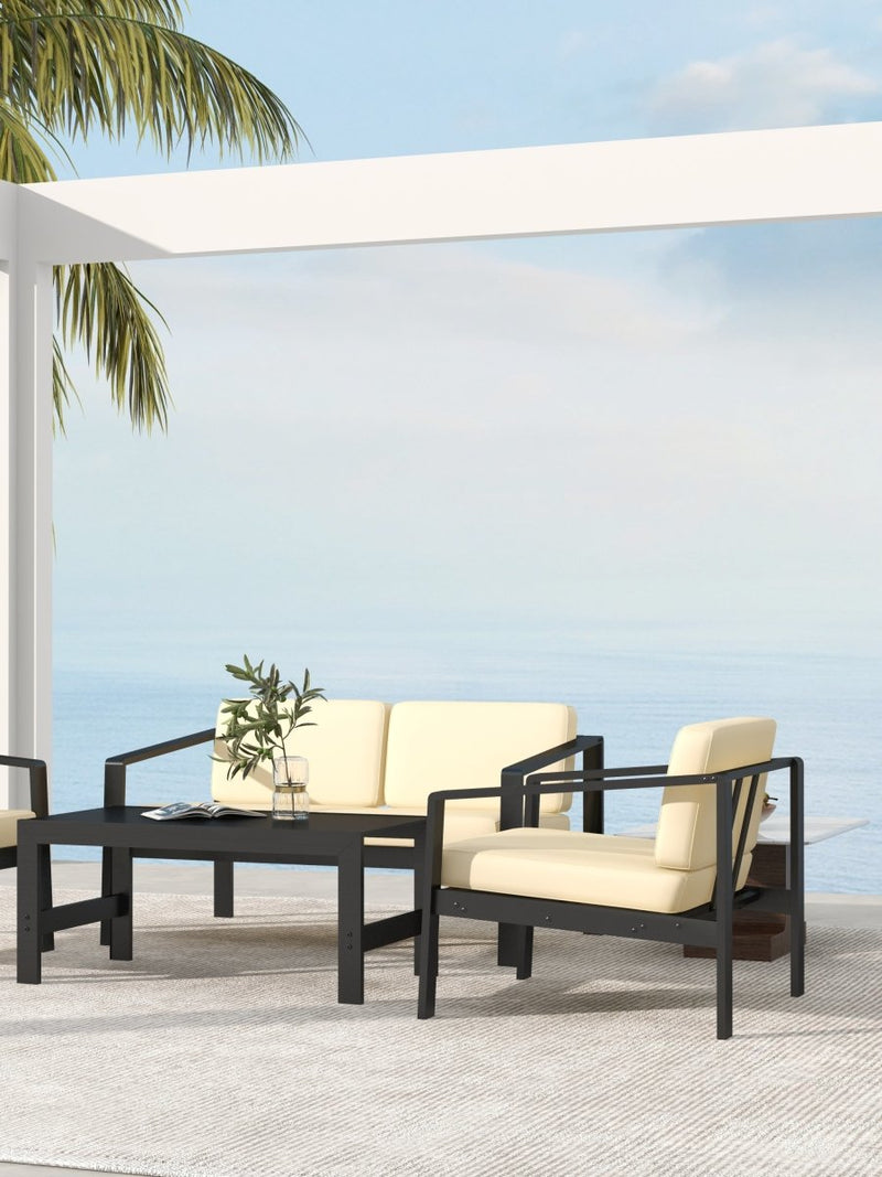 4 piece Outdoor Furniture Set With Outdoor Waterproof Sofa Coffee Table for Restaurant, Outdoor courtyard, Garden, Open-air balcony, Poolside - Atlantic Fine Furniture Inc