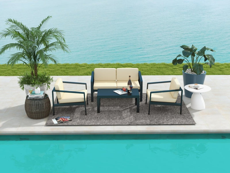 4 piece Outdoor Furniture Set With Outdoor Waterproof Sofa Coffee Table for Restaurant, Outdoor courtyard, Garden, Open-air balcony, Poolside - Atlantic Fine Furniture Inc