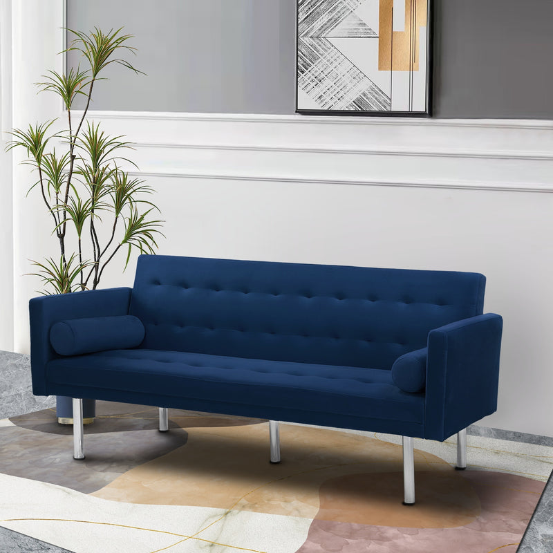 Square arm sleeper sofa Navy Blue  Velvet ***Not available for sale on Walmart***