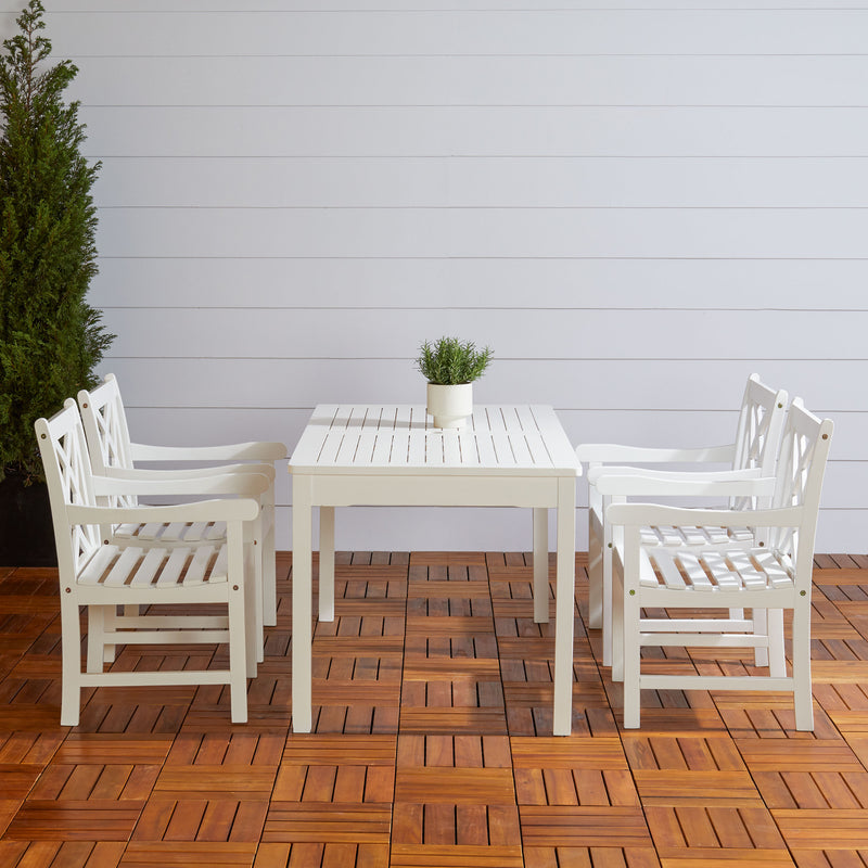 Bradley Outdoor 5-piece Wood Patio Dining Set in White