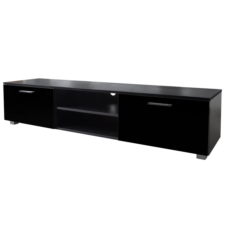 Black TV Stand for 70 Inch TV Stands, Media Console Entertainment Center Television Table, 2 Storage Cabinet with Open Shelves for Living Room Bedroom