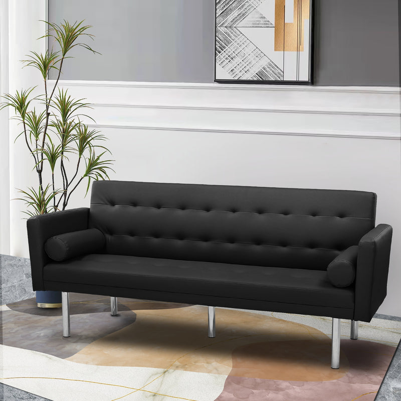 Square arm sleeper sofa BLACK PU ***Not available for sale on Walmart***