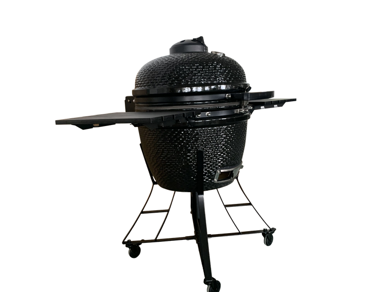 The spot/TOOPO 24inch Barbecue Charcoal Grill, Ceramic Kamado Grill with Side Table, Suitable for Camping and Picnic,Black