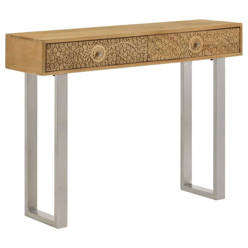 Draco - 2-Drawer Console Table Hand Carved Details - Natural