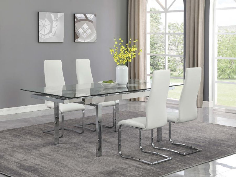 Wexford - Glass Top Dining Table With Extension Leaves - Chrome