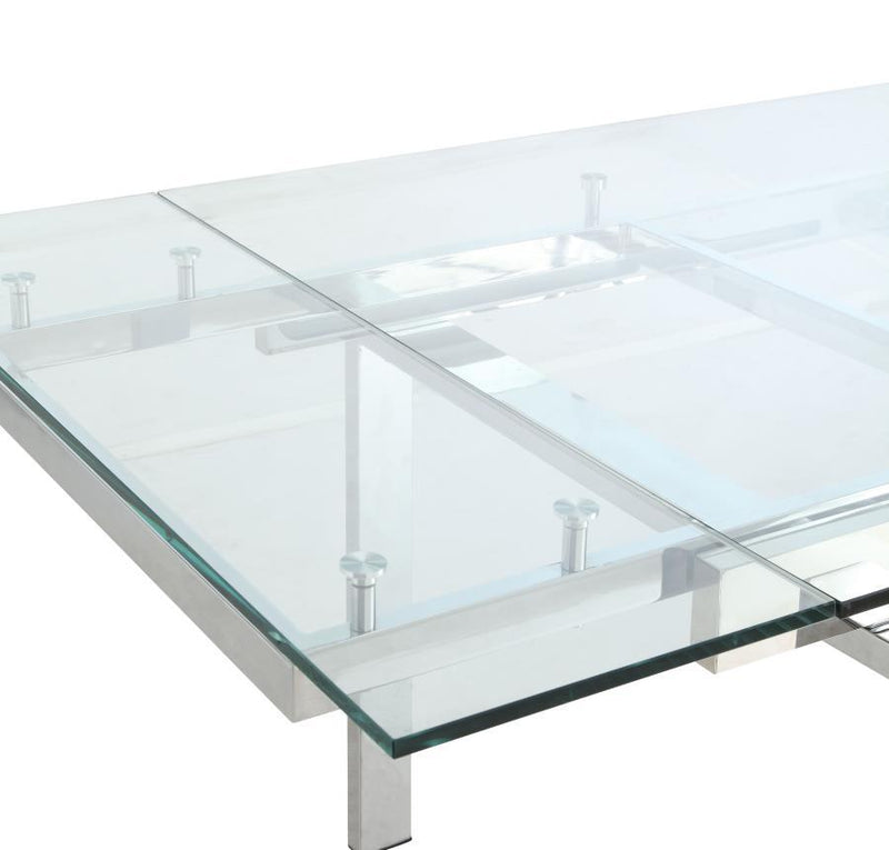 Wexford - Glass Top Dining Table With Extension Leaves - Chrome