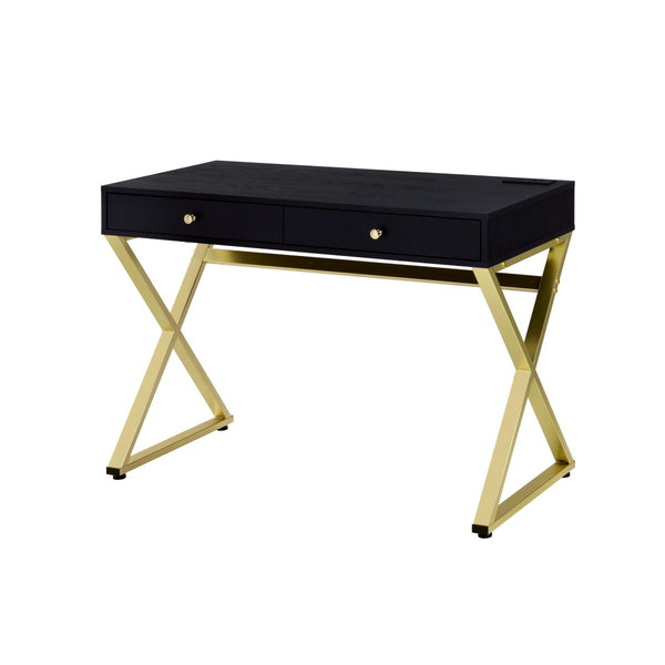 Coleen - Vanity Desk - Black & Brass Finish - 31"