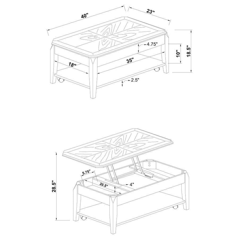 Baylor - Lift Top Coffee Table With Hidden Storage - Walnut