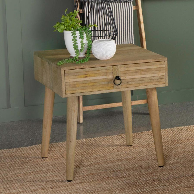 Zabel - Square 1-Drawer End Table - Natural