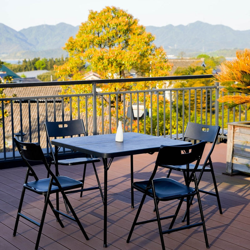 5-Piece Folding Table and Chair Set, Black - Atlantic Fine Furniture Inc