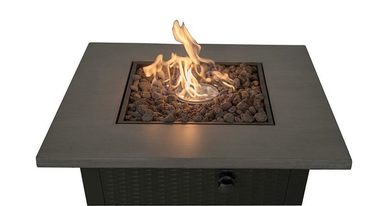 50,000 BTU 32inch Square Outdoor Propane Fire Pits Table, Gray Wood Grain Table Top with Lid, ETL Certification, for Garden Poolside Patio Backyard Deck - Atlantic Fine Furniture Inc