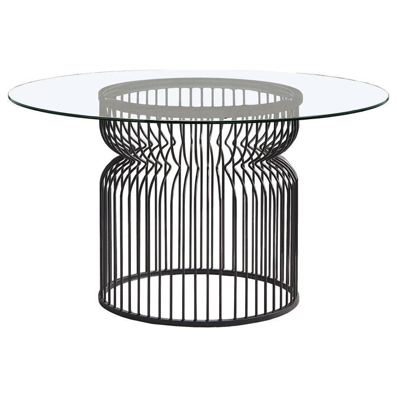 Granvia - Round Glass Top Dining Table - Clear And Gunmetal