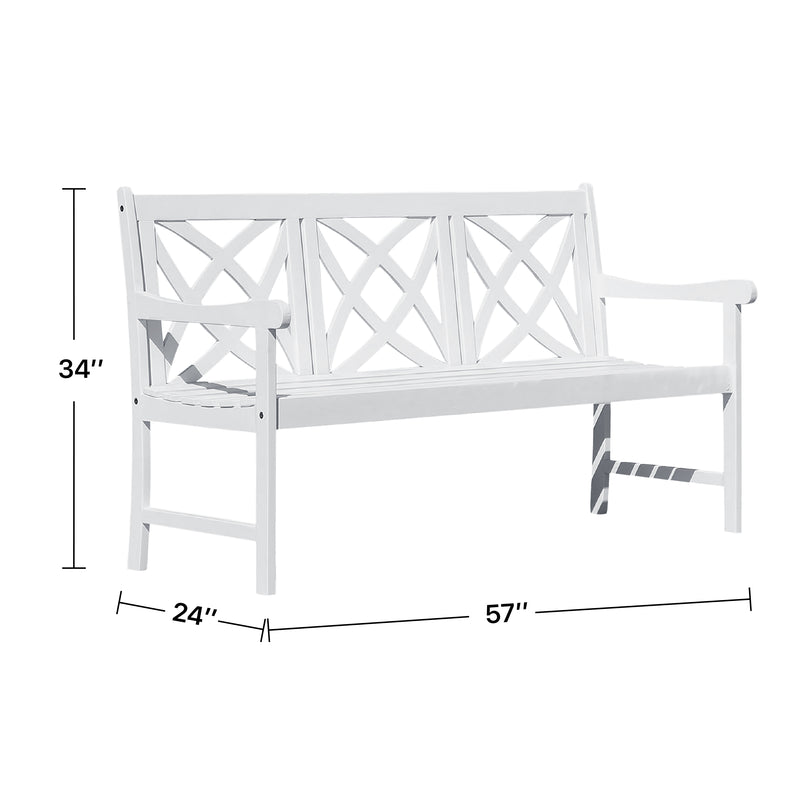 Bradley Outdoor Patio 5-foot Wood Garden Bench in White