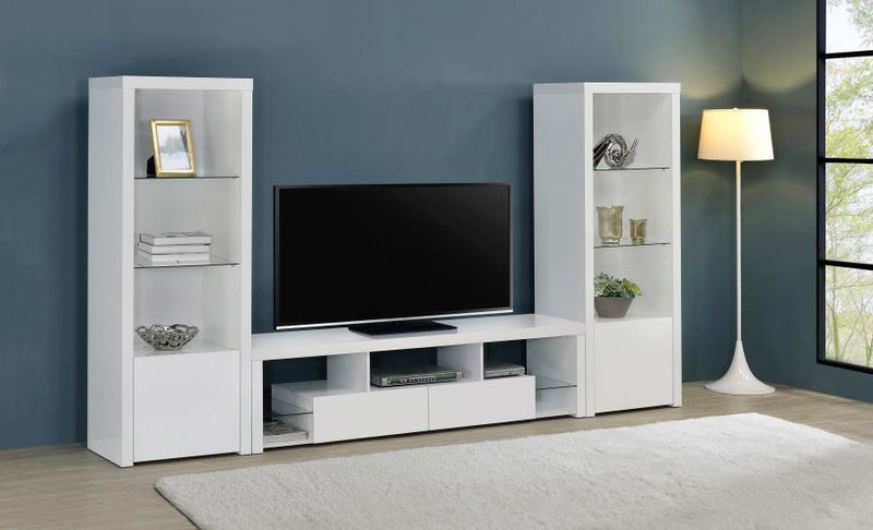 Jude - 2-Drawer 71" TV Stand With Shelving - White High Gloss