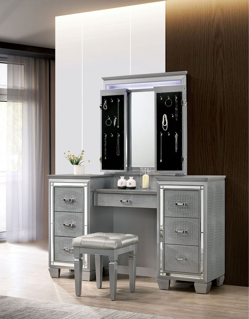 Tasmin - Vanity With Stool - Silver