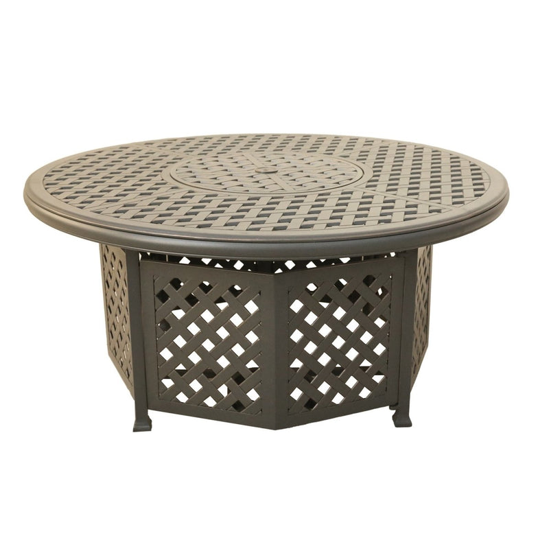 52" Round Cast Aluminum Propane Gas Firepit Table, Dessert Night - Atlantic Fine Furniture Inc