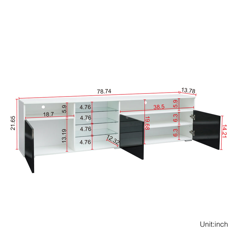 TV Stand High Gloss Doors Modern TV Stand LED(White/Black)