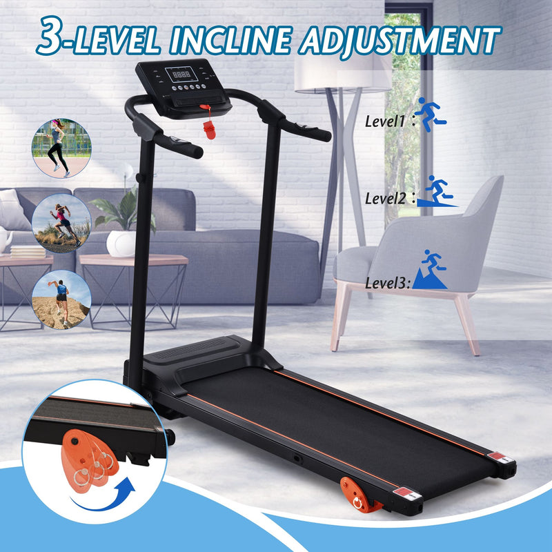 Foldable Treadmill Walking And Jogging Electric Running Machine With Heart Pulse Monitor And Speaker - 3 Incline Adjustable Portable Compact Walking Jogging Treadmill For Home Gym 12 Pre Set Programs