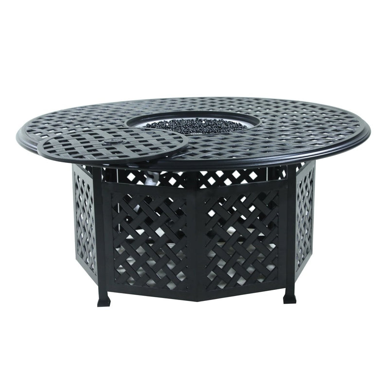 53" Round Aluminum Propane Gas Firepit Table, Espresso Brown - Atlantic Fine Furniture Inc