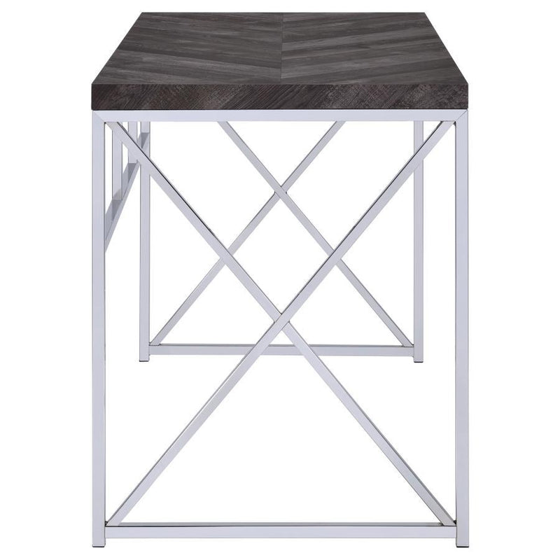 Grimma - Writing Office Desk - Rustic Gray And Chrome