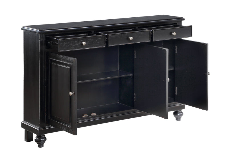 Vincent - Three Door Three Drawer Credenza - Raven Black Rub