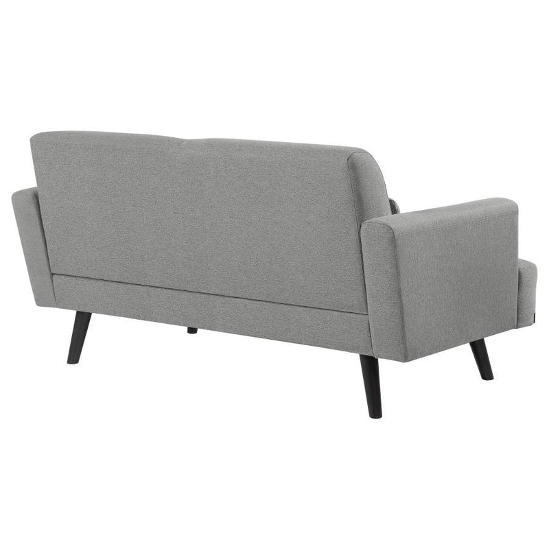 Blake - Upholstered Loveseat With Track Arms - Sharkskin And Dark Brown