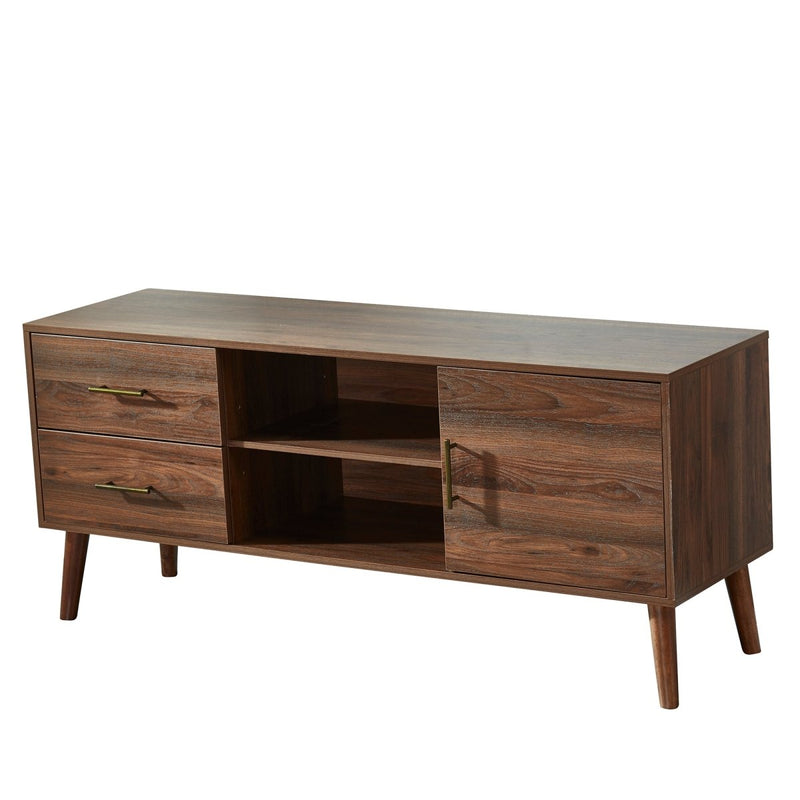 55" Mid Century TV Stand Entertainment Center, Wooden TV Console Cabinet - Atlantic Fine Furniture Inc