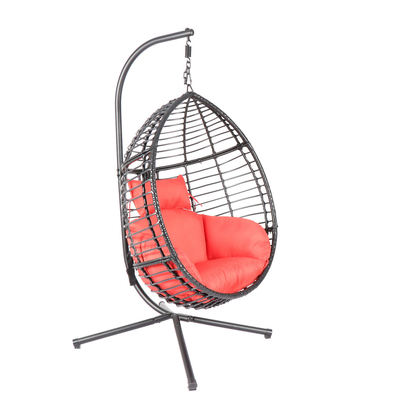 Swing Egg Chair With Stand, High-Quality Modern Design, 37.4x37.4x76.77 (Red)