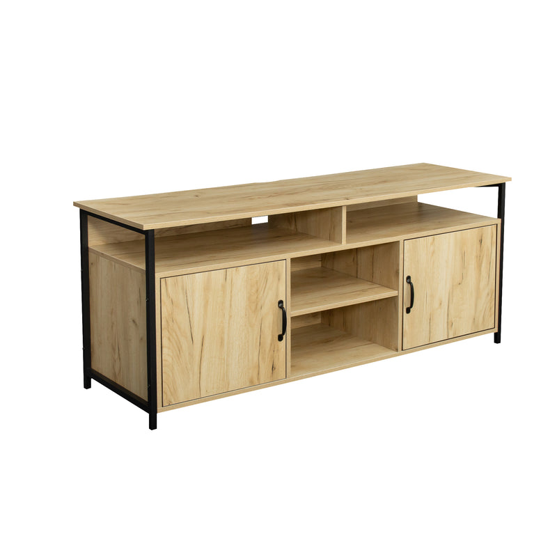 TV Stand ,Modern Wood Universal Media Console with Metal Legs, Home Living Room Furniture Entertainment Center,oak