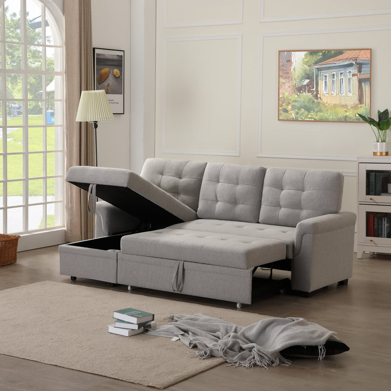 Upholstery Sleeper Sectional Sofa Gray