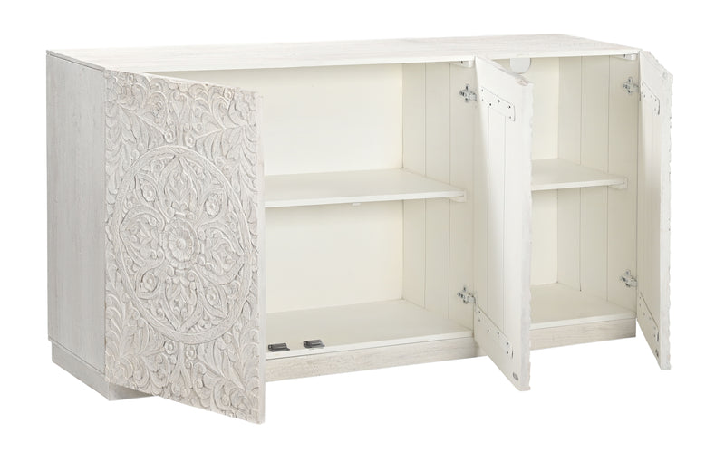 Triolia - Three Door Credenza - Weathered White