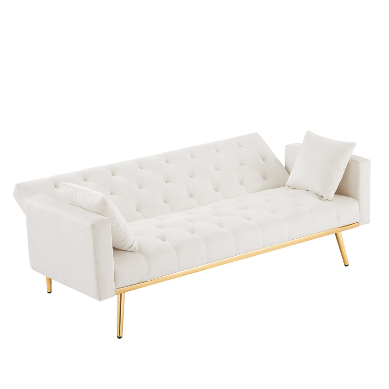 WHITE Convertible Folding Futon Sofa Bed , Sleeper Sofa Couch for Compact Living Space.