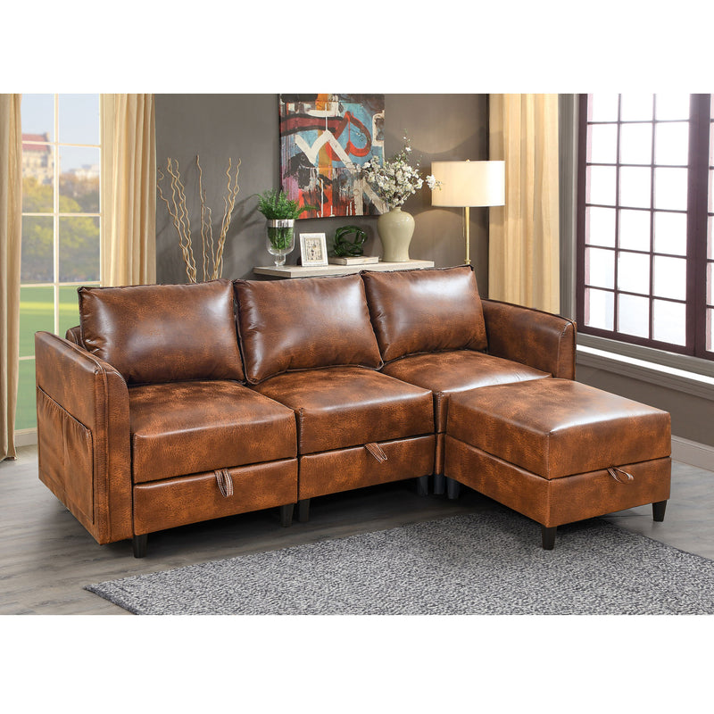 Welike Modular combination sofa L-shaped convertible sofa with reversible upholstered storage seat with sleeper sofa brown tech cloth