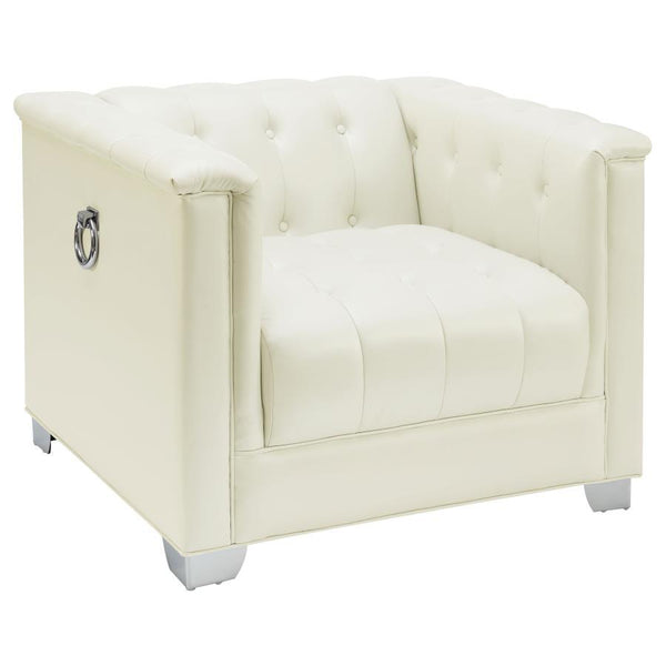 Chaviano - Upholstered Track Arm Accent Chair - Pearl White